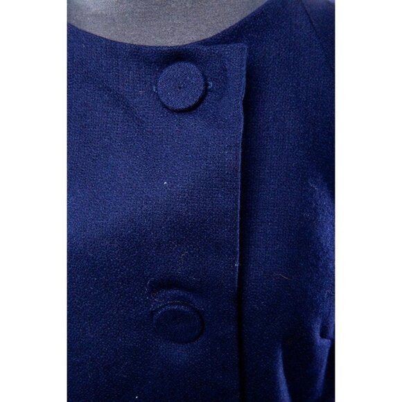 Vtg Cape 1950's BEST & CO Fifth Ave. New York Navy Blue Wool Half Cape Jacket - Picture 2 of 5